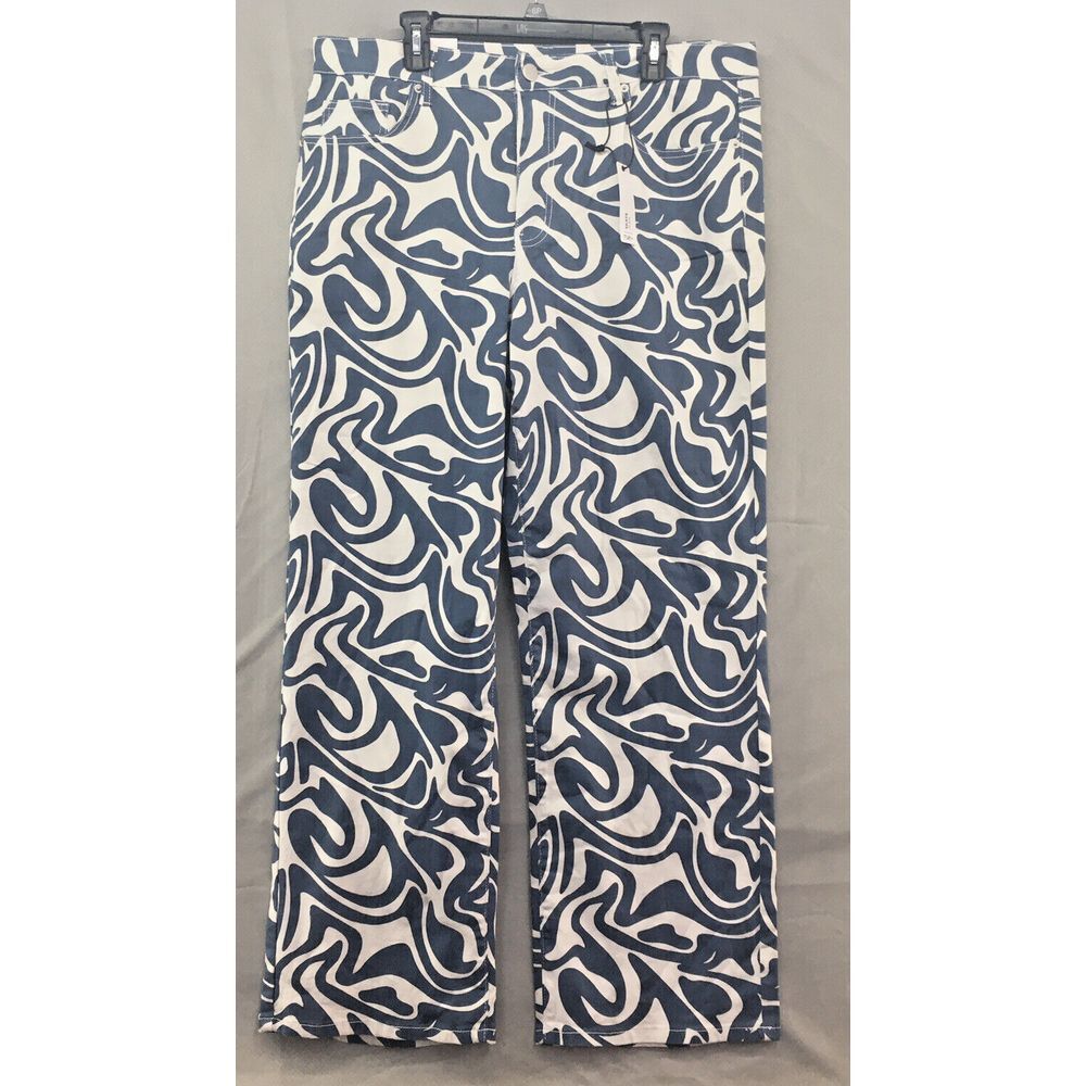 New Rue21 Skate High Rise Straight Leg Blue White Denim Jeans Size 2X Women